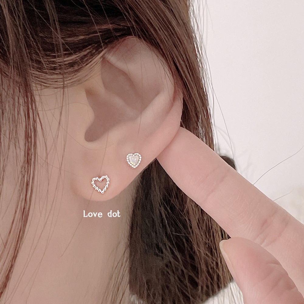 [무배][silver 925] Love dot 실버 도트하트 귀걸이